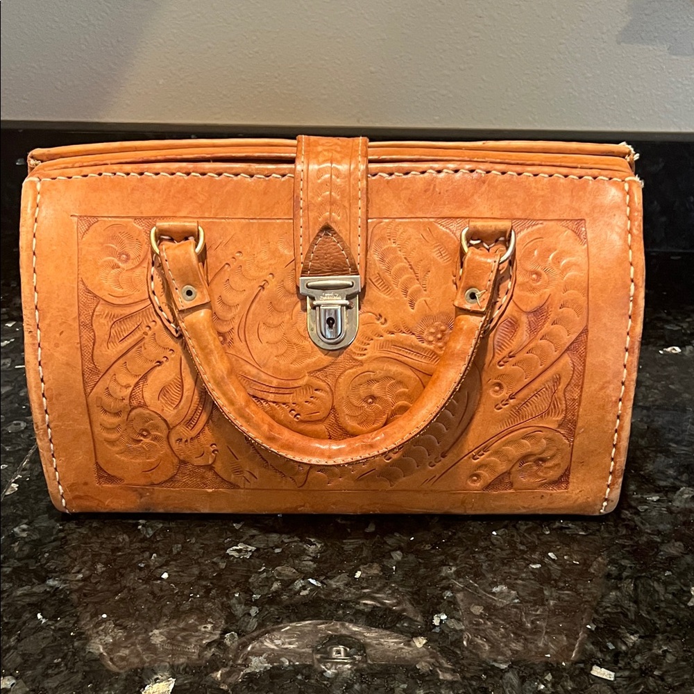 Vintage Cowboy Tan Leather Handbag